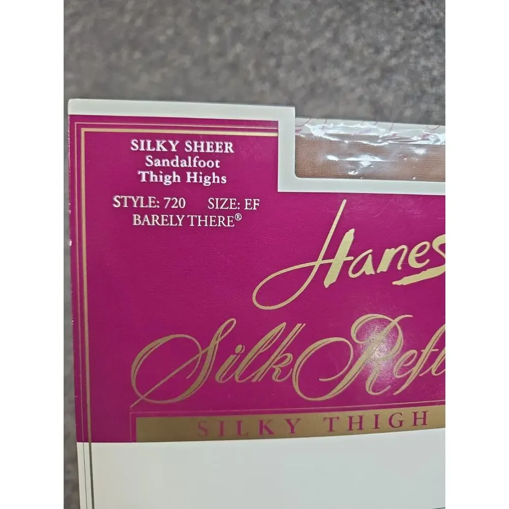 Hanes Silk Reflections Silky Sheer Thigh Highs Sz EF Barely There Lace Style